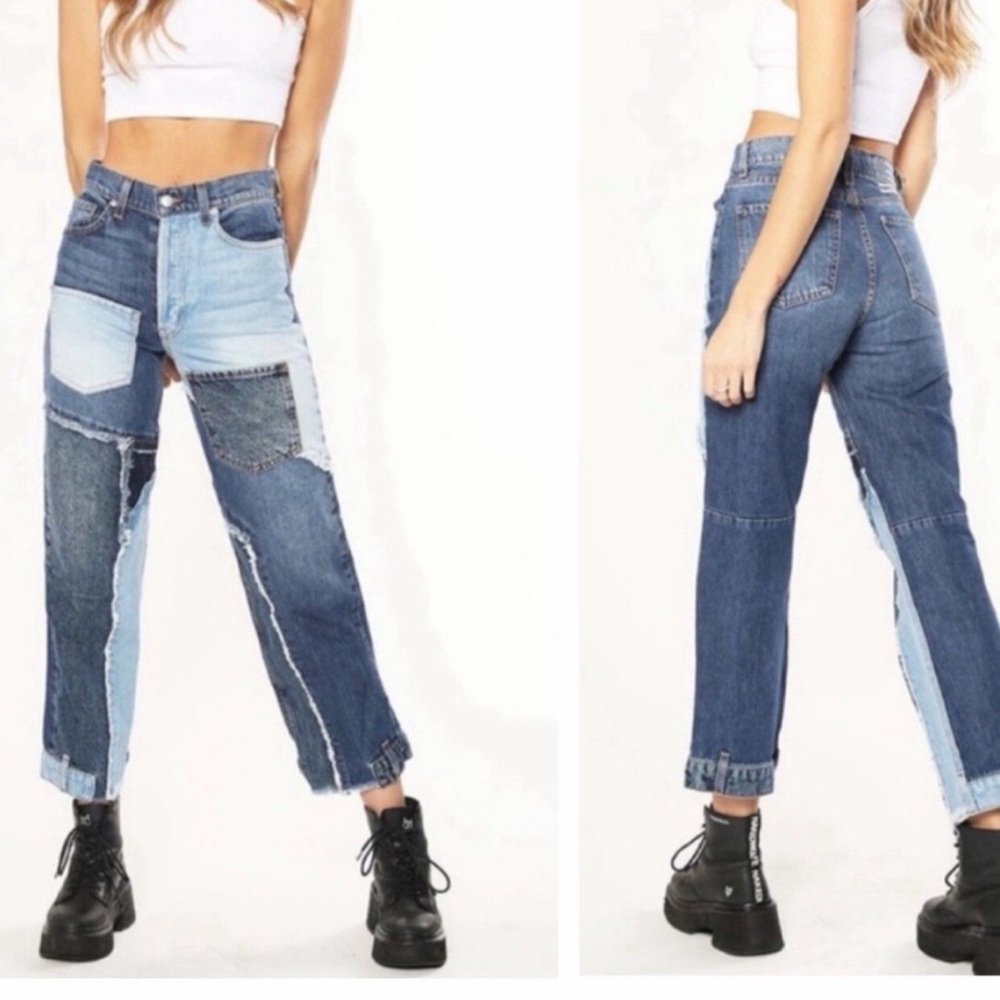 REVICE Denim Women's Straight Leg Patchwork Jeans Size 24 - Picture 9 of 10